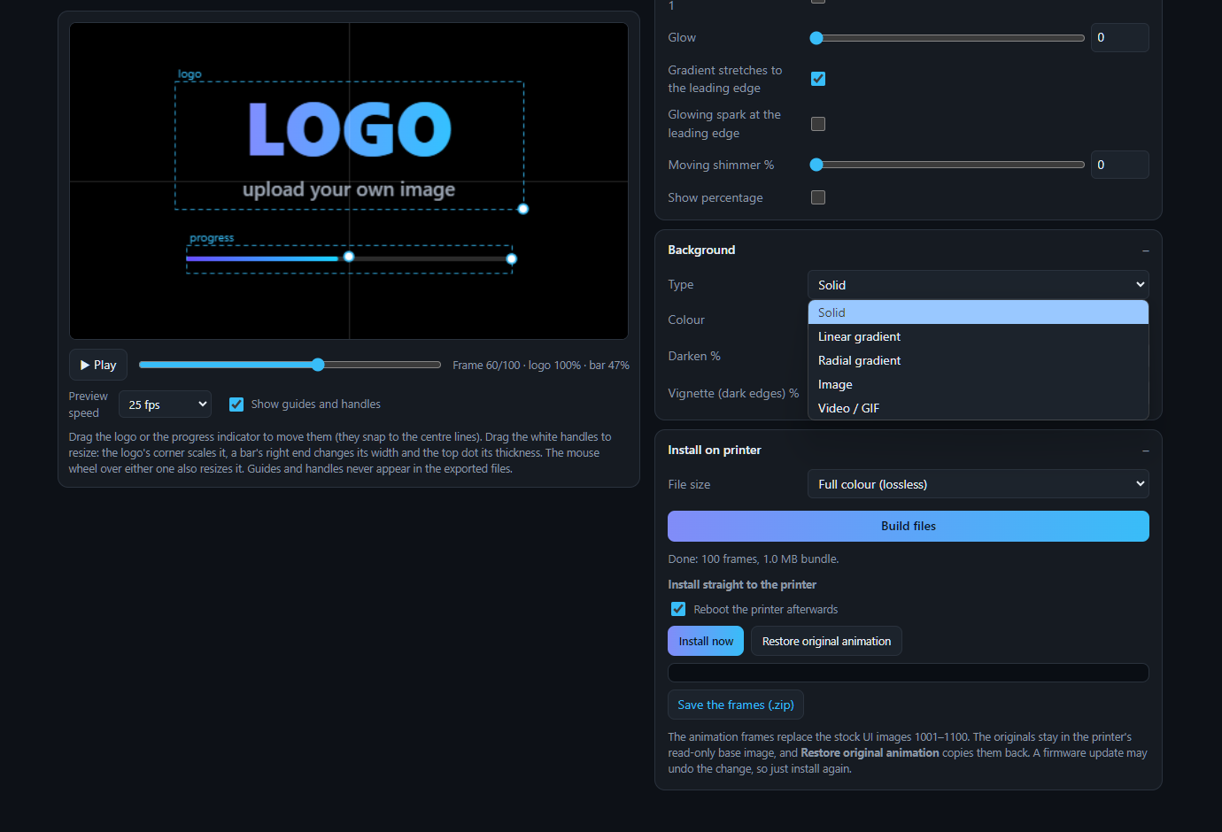 Background: solid, gradient, image or video