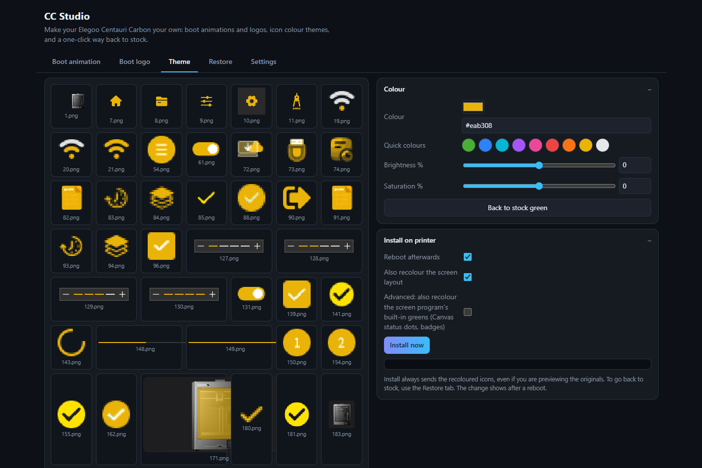 Theme tab