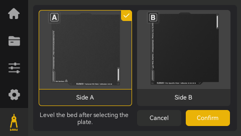 Recoloured bed levelling dialog